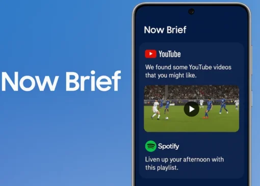سامسونگ قابلیت Now Brief را با پیشنهادهای سفارشی از یوتوب و اسپاتیفای ارتقا می‌دهد