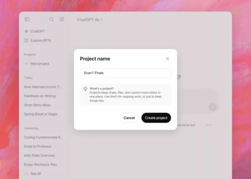قابلیت Projects در ChatGPT در دسترس کاربران رایگان قرار گرفت