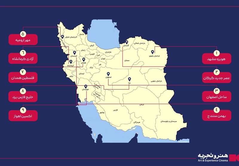 9 سالن سینما به سینماهای منتخب گروه سینمایی هنر تجربه اضافه شد 9 سالن سینما به سینماهای منتخب گروه سینمایی هنر تجربه اضافه شد