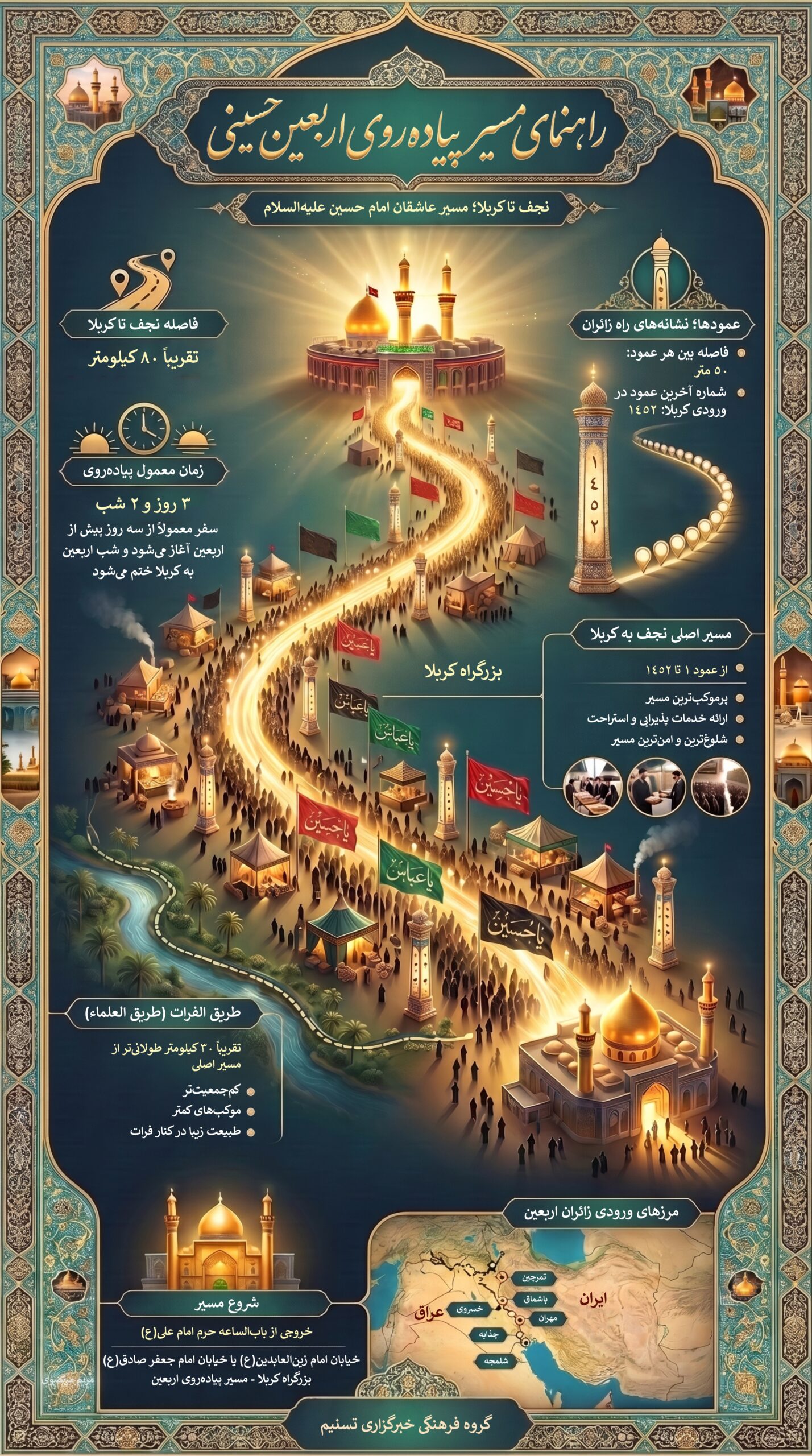 حسینیه تسنیم , اربعین , امام حسین (ع) , پیاده روی اربعین , اربعین 1405 , شهر نجف اشرف , امام علی (ع) , کربلا , 