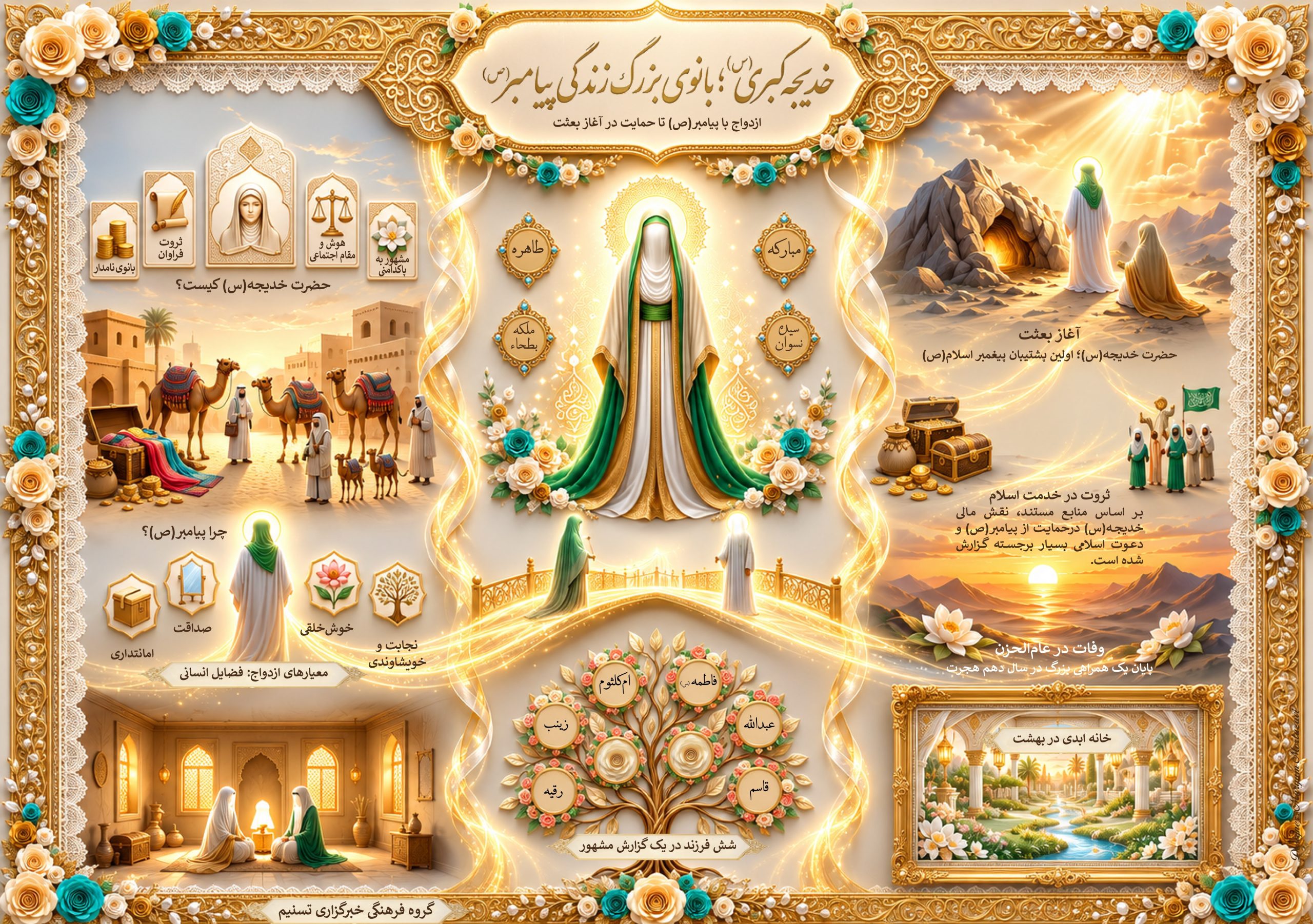 پیامبر(ص) , حضرت محمد (ص) , حضرت خدیجه(س) , ازدواج , خانواده , حضرت زهرا , قرآن , 